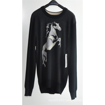 Men Round Neck Patterned Knitted Pullover Sweaters